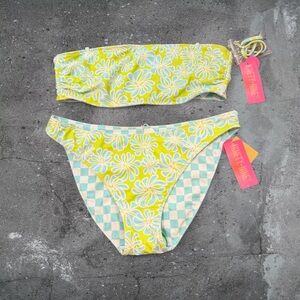 Y2K Reversible Bikini Set Floral Checkered VSCO Summer Swim